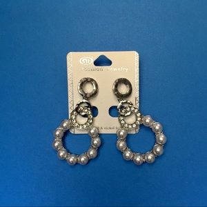 Silver pearl hoop earrings